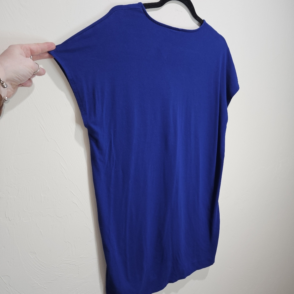 Chico's Tunic Top Classic Women's Size 2 / Large Royal Blue Shirt Tee Rayon - Picture 9 of 15